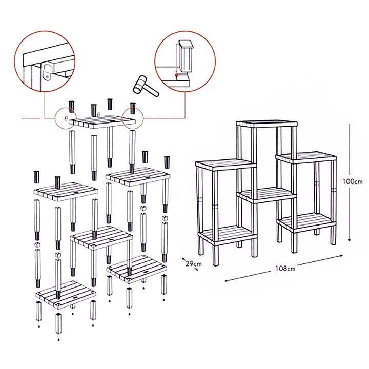 Shopivaa EasyBuild Plastic Shelving Unit 6 Tiers 120kg Limit Storage Multipurpose Shelves Organiser for Office Garage Bedroom Kitchen Bathroom Plants Closet (108cm x 29cm x 100cm)